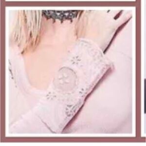 SOLD-New Free People Lovely Lady Thermal Top Peach Blush Coral XL ASO